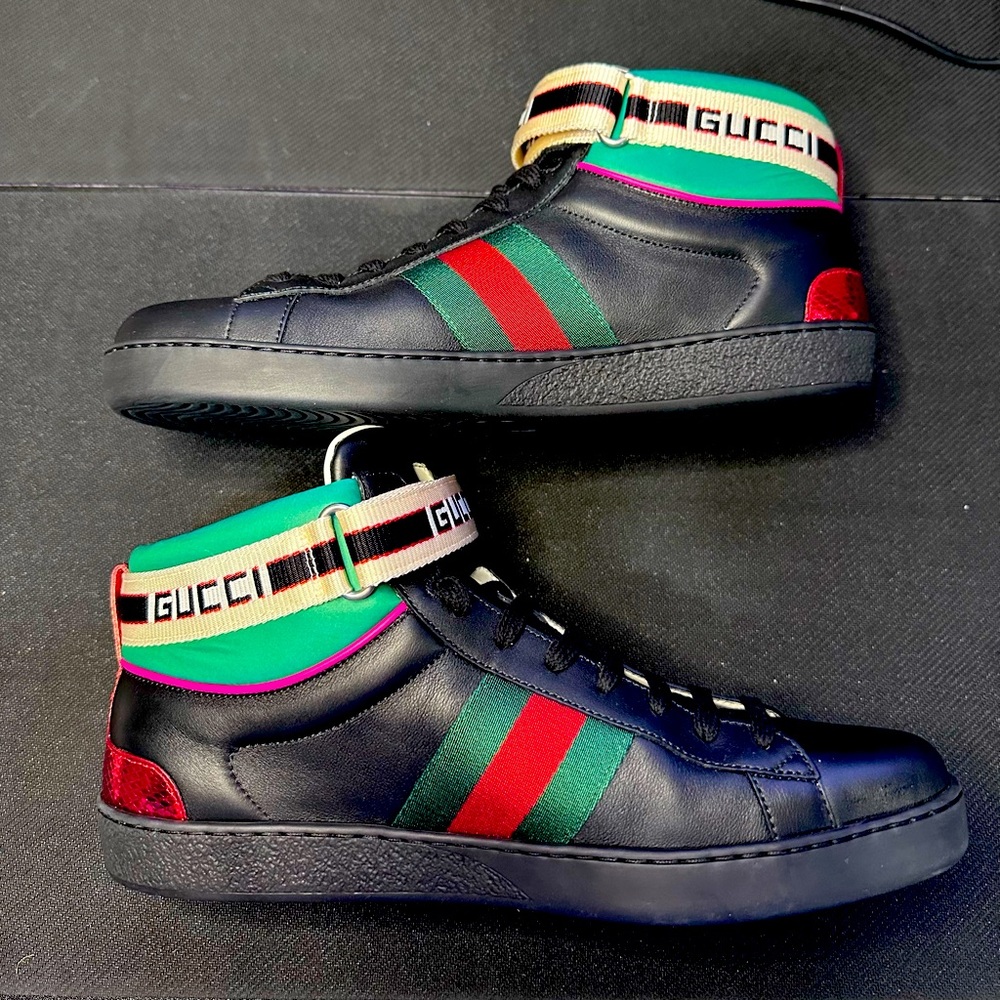 Gucci stripe ace hightop brand new 100% Authentic sz 9
